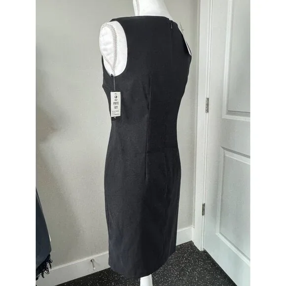 AGB Petite 2-Piece Black Sheath Dress With Vibrant Abstract Print Bolero Jacket - Picture 8 of 16